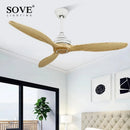 Axya Vintage Wood Ceiling Fan with Lights and Remote Control
