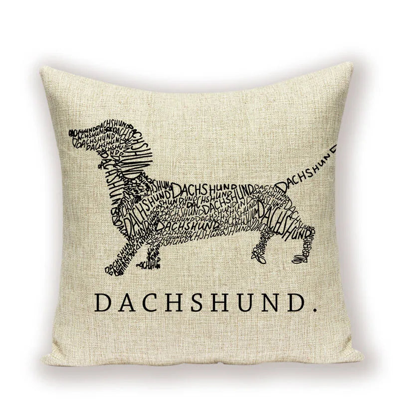 Dachshund Linen Pillow Cover for Sofa Decor Axyaa Home Decorative Cushion Case