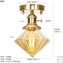 Axyaa Vintage Nordic Glass Ball Ceiling Light Fixture Copper LED Lamp