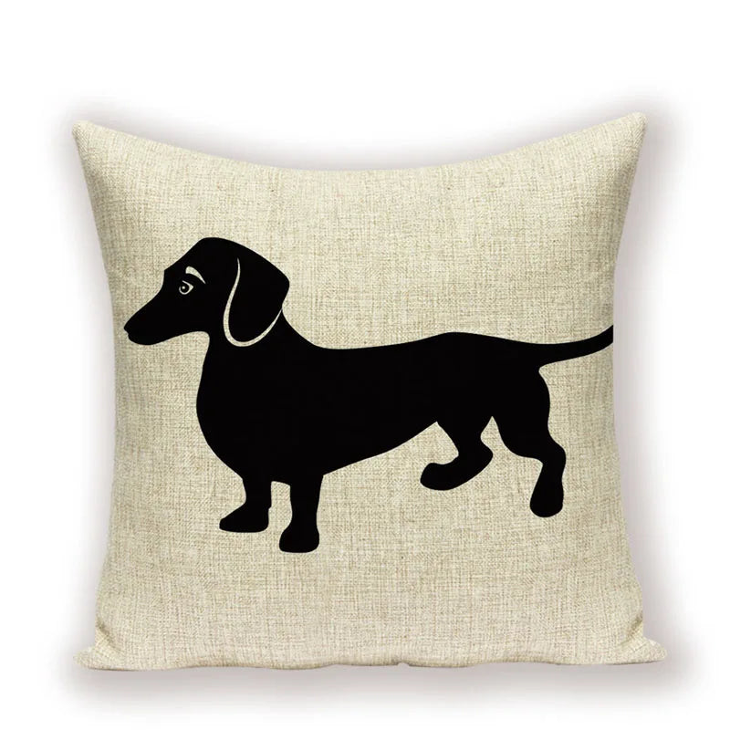 Dachshund Linen Pillow Cover for Sofa Decor Axyaa Home Decorative Cushion Case