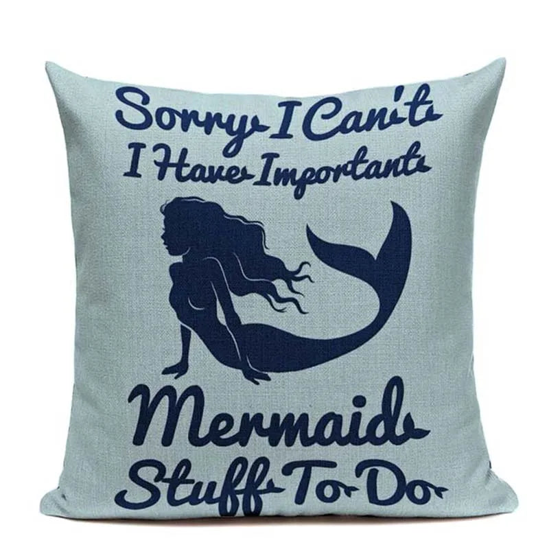 Axyaa Mermaid Pillowcase Ocean Style Cushion Cover 45x45cm Square Home Decor