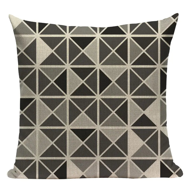 Axyaa Striped Geometric Cushion Cover 45x45cm in Black, Blue