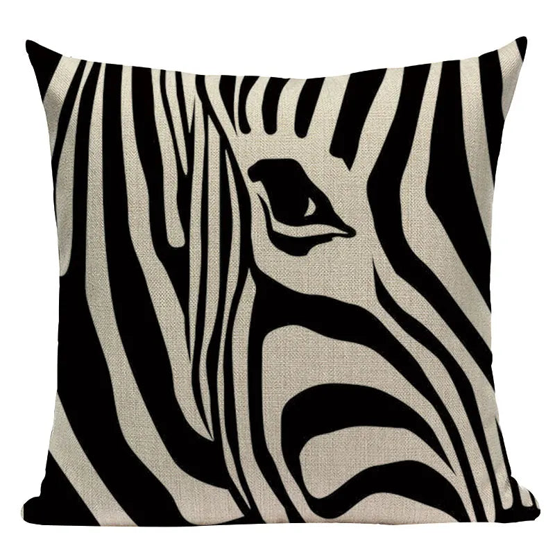 Axyaa Simple Geometry Pillowcase - Zebra Leopard Print Home Cushion