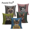 Axyaa Cartoon Cat Cushion Cover: High Quality Linen Sofa Home Decor Pillowcase