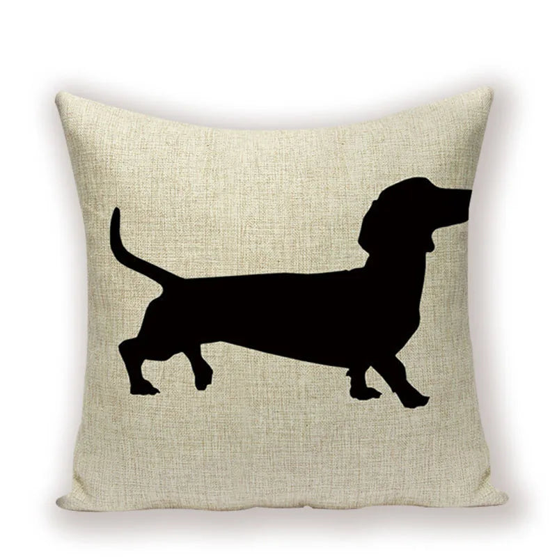Dachshund Linen Pillow Cover for Sofa Decor Axyaa Home Decorative Cushion Case