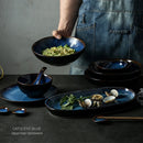 Axya Deep Blue Ceramic Dinner Set for 6: Plates, Bowls, Cups, Sauce Dishes