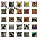 Square Cat Pillow Covers by Axyaa: Cute Cartoon Print Sofa Throw Pillow Cover