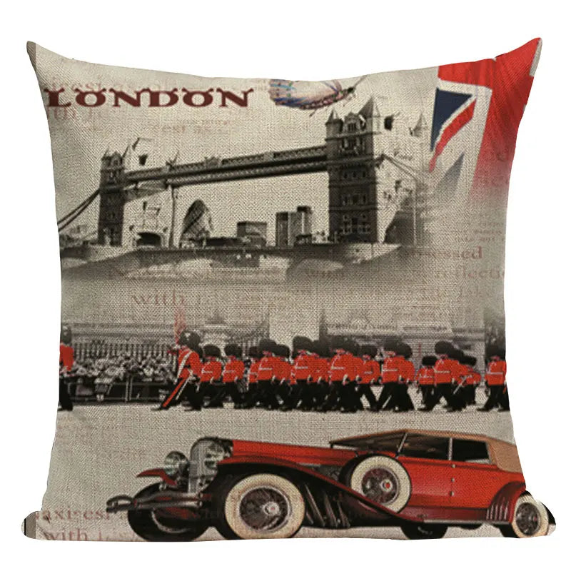 Axyaa London Bridge Paris Eiffel Tower Decorative Printed Throw Pillows