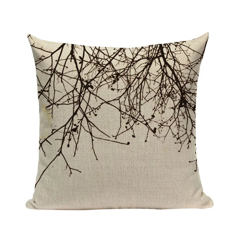 Axyaa Woven Flower Tree Cushion Cover - Black & White Decorative Pillowcase