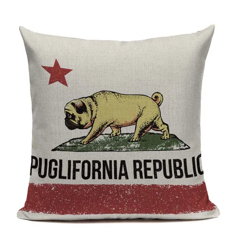 Axyaa Pug Dog Square Cushion Cover 45x45cm Home Decor