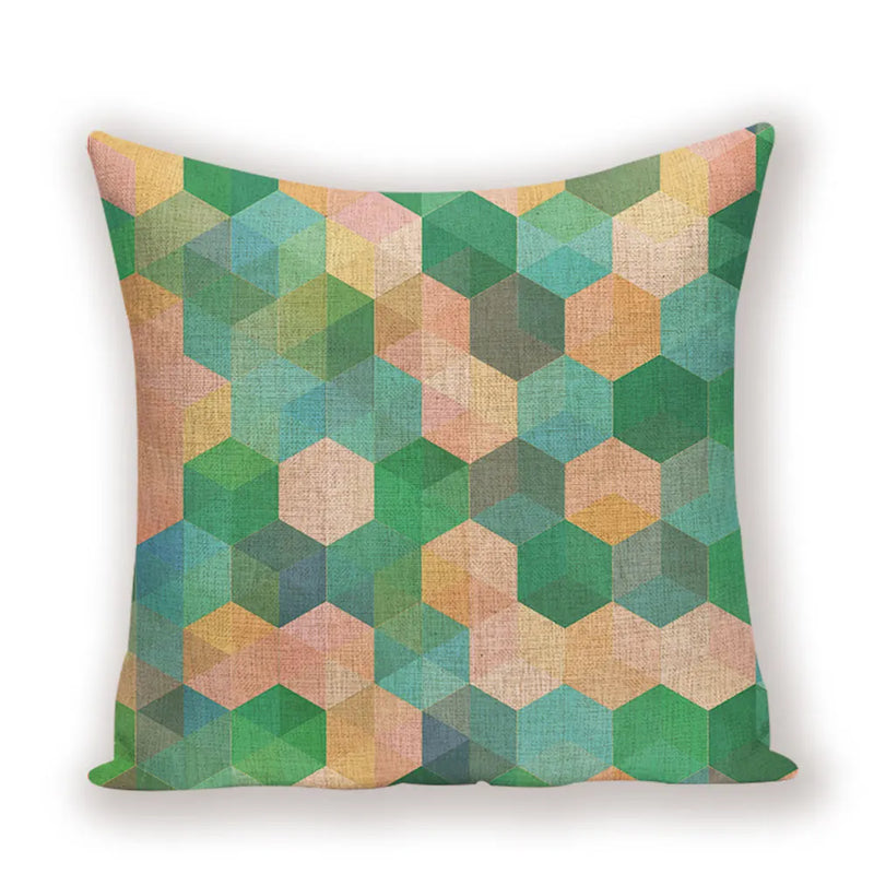 Geometric Linen Cushion Cover for Home Decor - Axyaa's Stylish Throw Pillow Case
