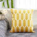 Axyaa Geometric Embroidered Cushion Cover in Grey, Yellow & Blue Canvas Cotton
