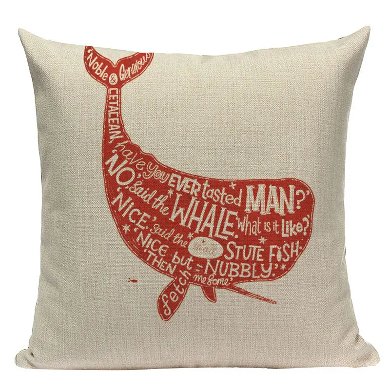 Colorful Fish Pattern Linen Cushion Cover by Axyaa