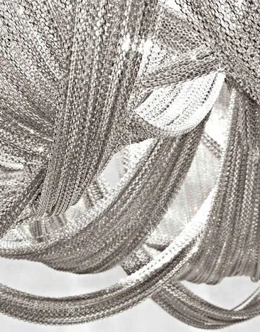 Axyaa Silver Aluminum Chain Chandelier Pendant Lamp