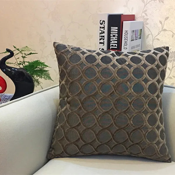 Axyaa Circle Chenille Flocking Pillow Case 45x45cm - Grey Yellow Purple Red Green Coffee