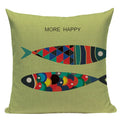 Colorful Fish Pattern Linen Cushion Cover by Axyaa