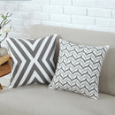 Axyaa Grey Pink Geometric Embroidered Cotton Cushion Cover 45x45cm