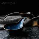 Axya Blue Ceramic Soup Spoon & Soy Sauce Dish Set