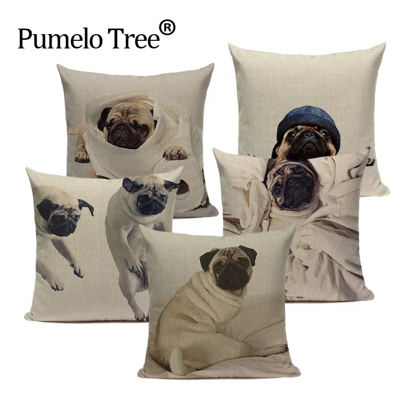 Axyaa Pug Animal Decor Cushion Cover Home Decorative Pillow 45x45cm