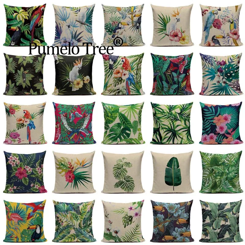 Axyaa Tropical Plant Banana Leaf Throw Pillow Cover for High Quality Home Decor
