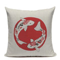 Axyaa Japanese Print Linen Cushion Covers - Fuji Kimono Girl Sea Theme
