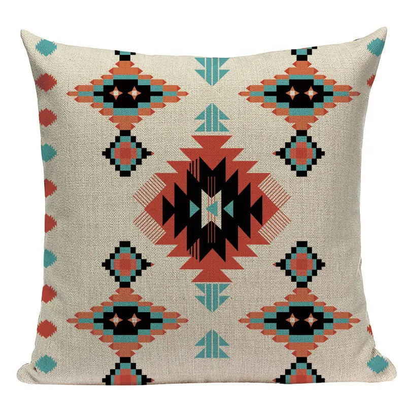 Axyaa Boho Plaid Stripes Pillow Cover 45x45cm Sofa Chair Custom Print Square