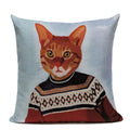 Axyaa Cartoon Cat Cushion Cover: High Quality Linen Sofa Home Decor Pillowcase
