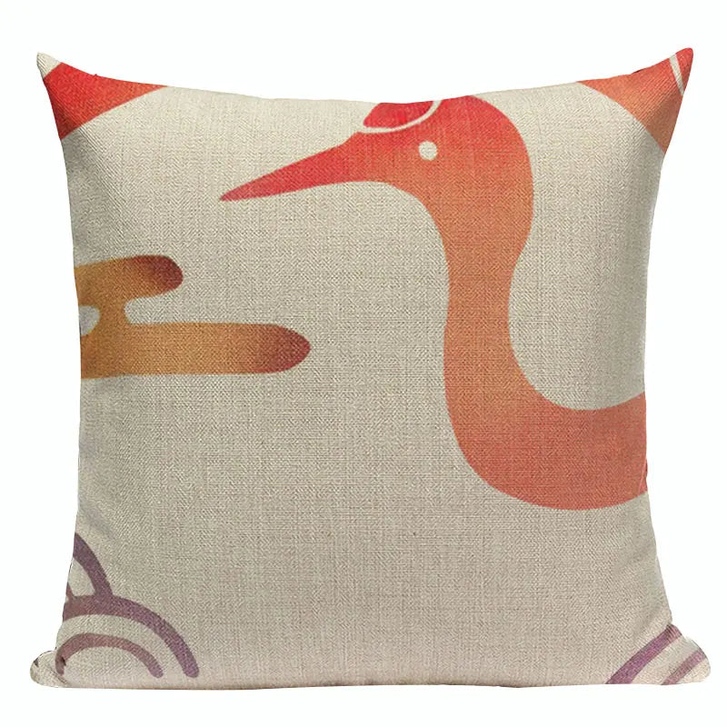 Axyaa Japanese Style Sofa Pillow Cover 45x45cm - Jin Wind and Carp Pattern