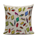 Axyaa Custom Linen Pillowcase for Home Sofa Decor - Cat Happy Reading Book Cover
