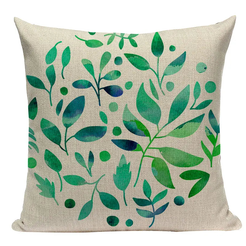Axyaa Tree Green Cushion Cover: Green Decorative Flower Sofa Car Pillow