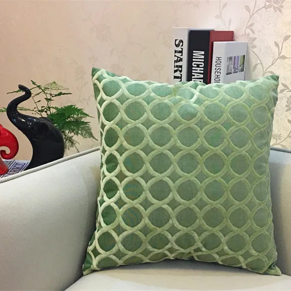Axyaa Circle Chenille Flocking Pillow Case 45x45cm - Grey Yellow Purple Red Green Coffee