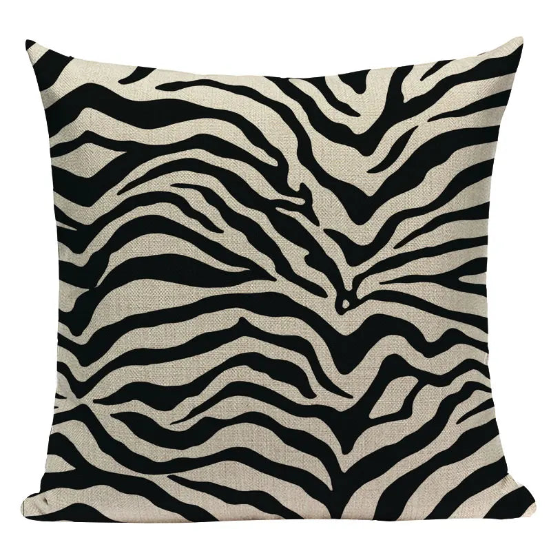 Axyaa Simple Geometry Pillowcase - Zebra Leopard Print Home Cushion