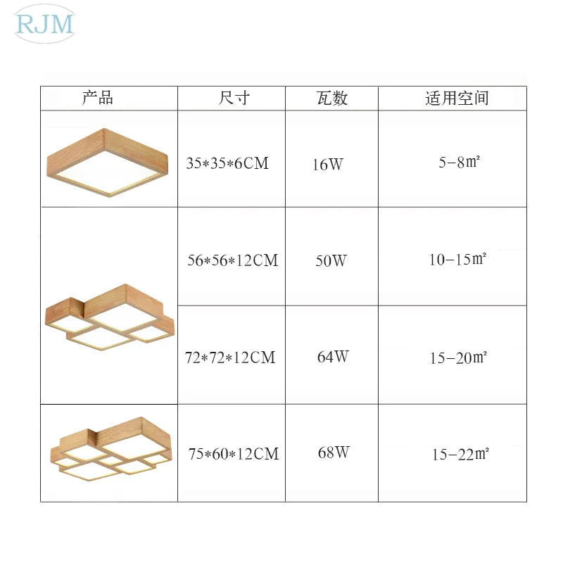 Axyaa Solid Wood Ceiling Lamp: Nordic Simple LED Lights for Home Living Room Bedroom