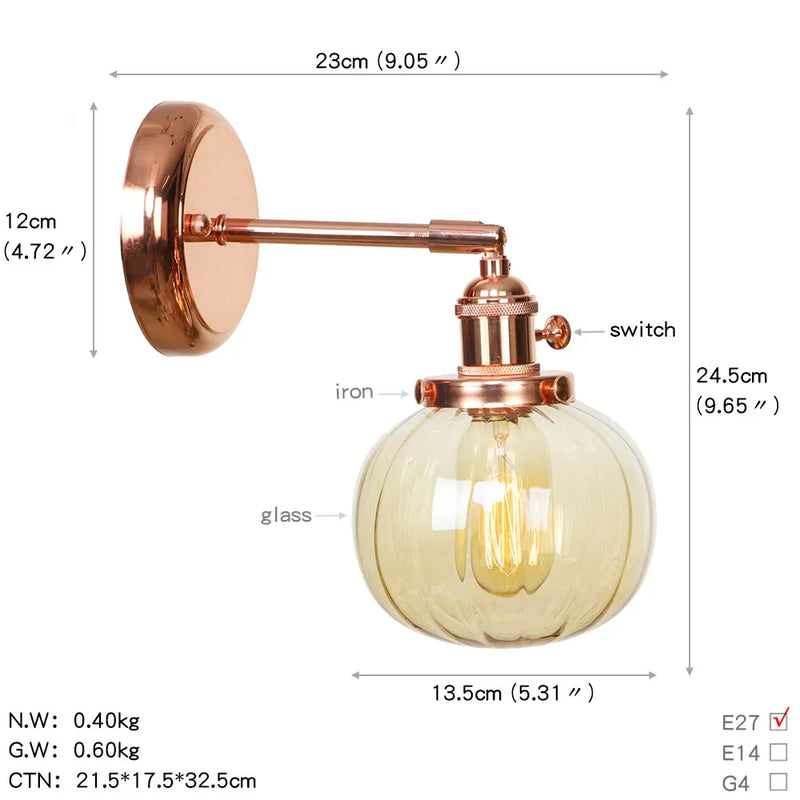 Axyaa Nordic Rose Gold Wall Lamp LED Sconce for Bedroom Bathroom Mirror
