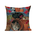 Square Cat Pillow Covers by Axyaa: Cute Cartoon Print Sofa Throw Pillow Cover
