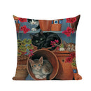Square Cat Pillow Covers by Axyaa: Cute Cartoon Print Sofa Throw Pillow Cover