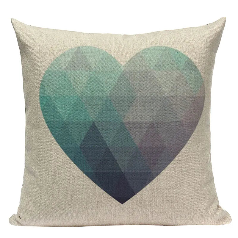 Axyaa Farmhouse Geometric Cushion Covers in Green and White