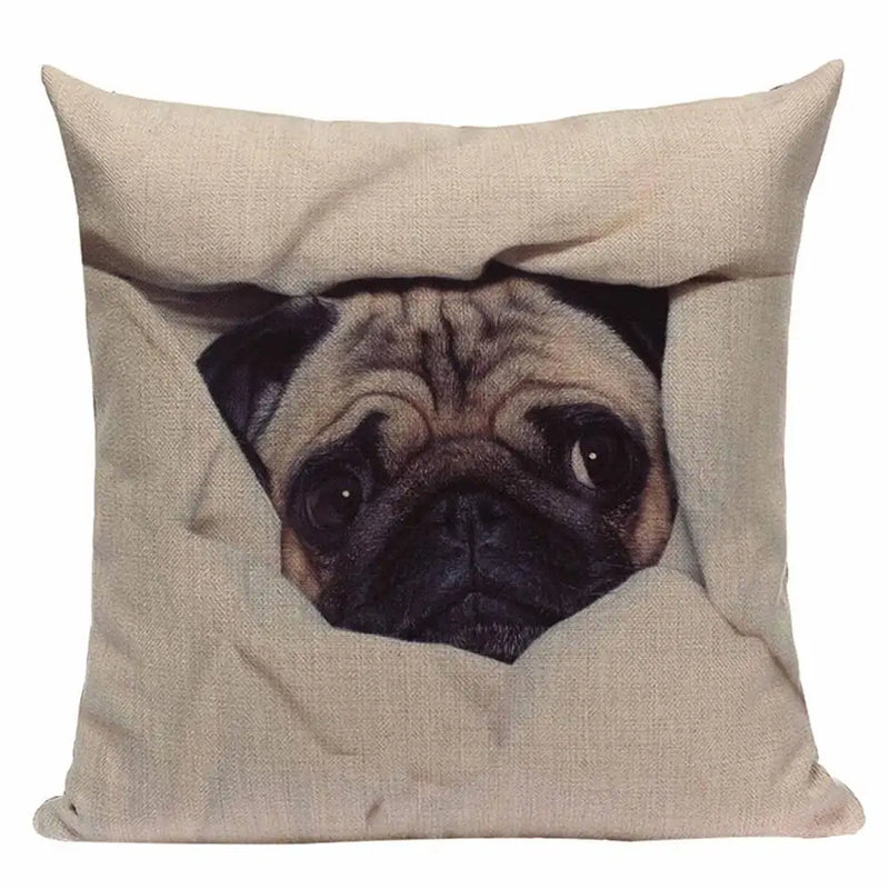 Axyaa Pug Animal Decor Cushion Cover Home Decorative Pillow 45x45cm
