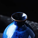 Axya Ceramic Floral Sake Flask Set of 5, Blue Mini Decorative Hip Flask