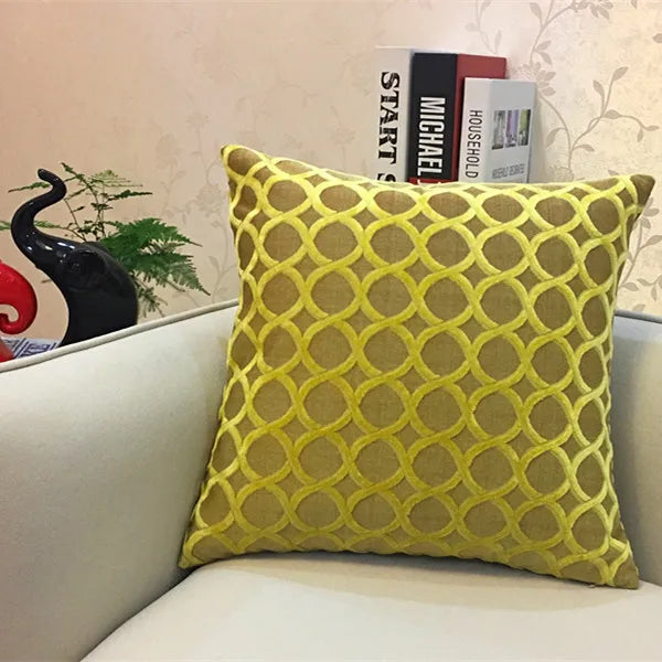 Axyaa Circle Chenille Flocking Pillow Case 45x45cm - Grey Yellow Purple Red Green Coffee