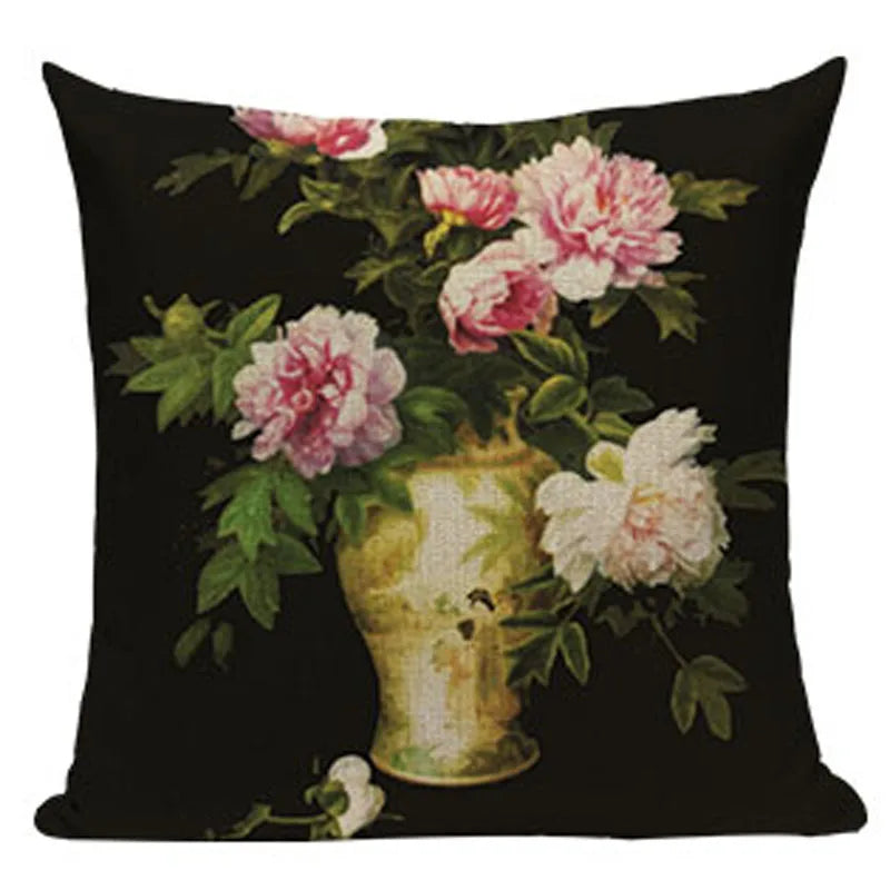 Retro Flower Cushion Cover - Axyaa Brand - Home Decor Luxury Pillows