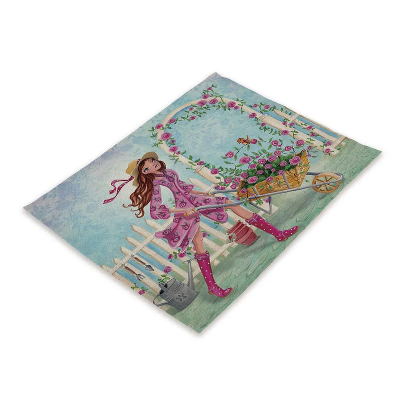 Axyaa Nordic Flower Placemats Set of 4