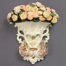 Axyaa Swan Couple Resin Vase with Artificial Flowers Wall Decoration