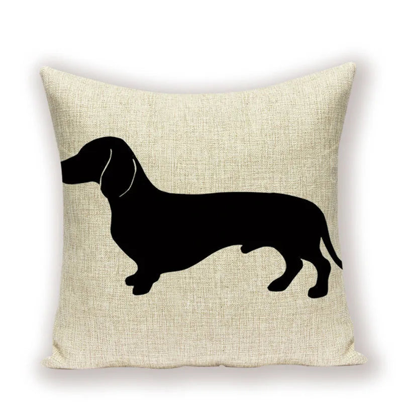Dachshund Linen Pillow Cover for Sofa Decor Axyaa Home Decorative Cushion Case