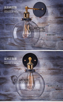 Industrial Retro Wall Sconce by Axyaa with Glass Lampshade, Vintage Loft Fixtures
