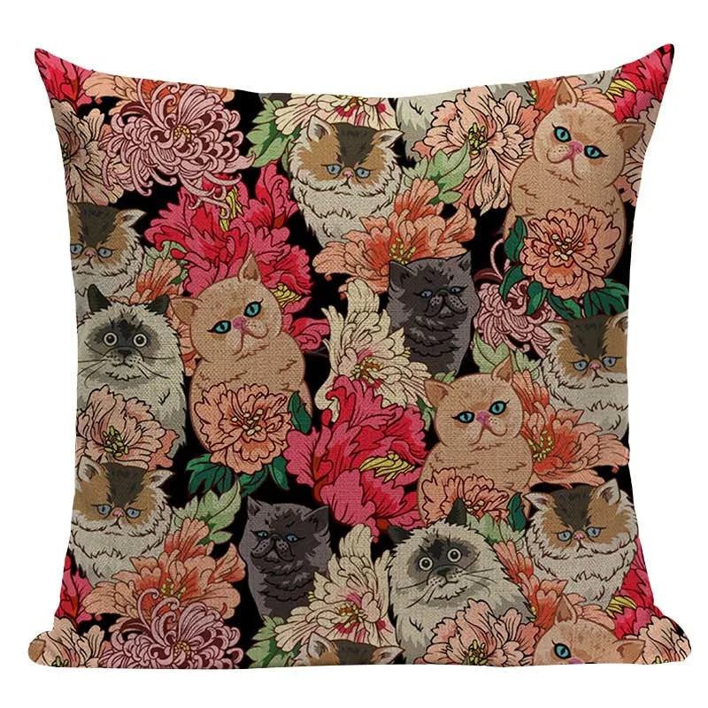 Axyaa Pug Dog Cat Bird Cushion Cover Sleep Dog Throw Pillow Cover