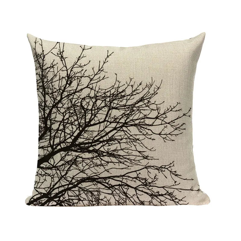 Axyaa Woven Flower Tree Cushion Cover - Black & White Decorative Pillowcase
