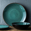 Axya Green Peacock Ceramic Tableware Set for Western Dining