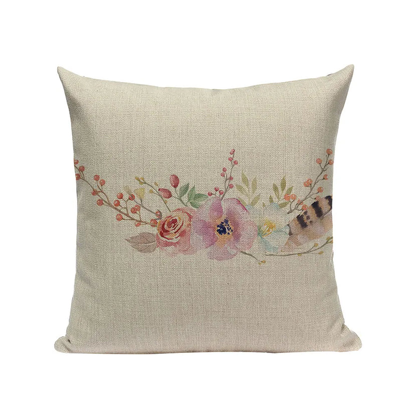 Axyaa Cotton Linen Feather Cushion Cover for Home Decor