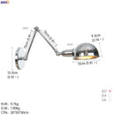 Axyaa Vintage Adjustable Swing Arm Wall Light - Silver Loft Style Vintage LED, Retro Edison